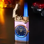 briquet 2 flammes montre bicolore